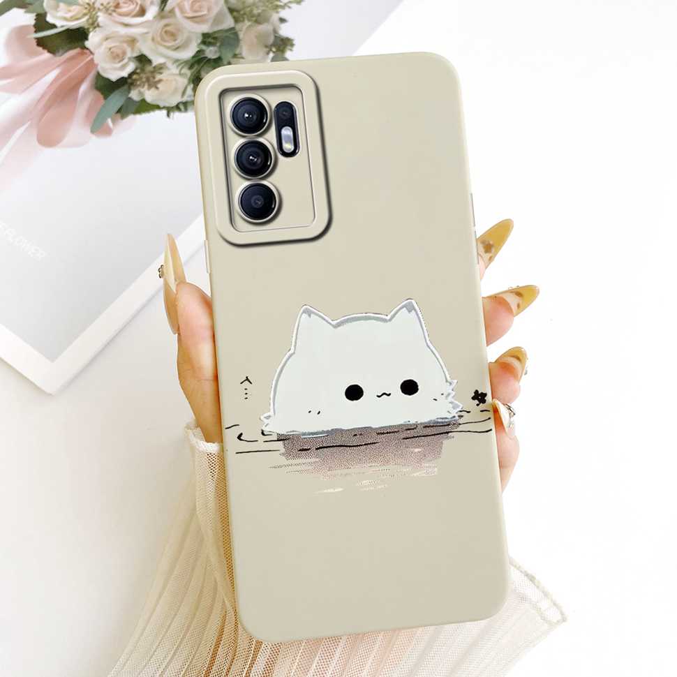 For Oppo Reno6 4G Case Fashion Cartoon Print Soft Silicone Cover For Oppo Reno6 4G CPH2235 Phone Cases Bumper