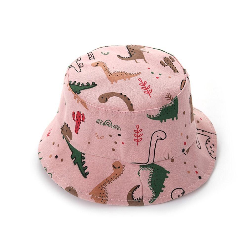 Cartoon Dinosaur Print Baby Bucket Caps Scalp Protection Beach Hat Baby Girls