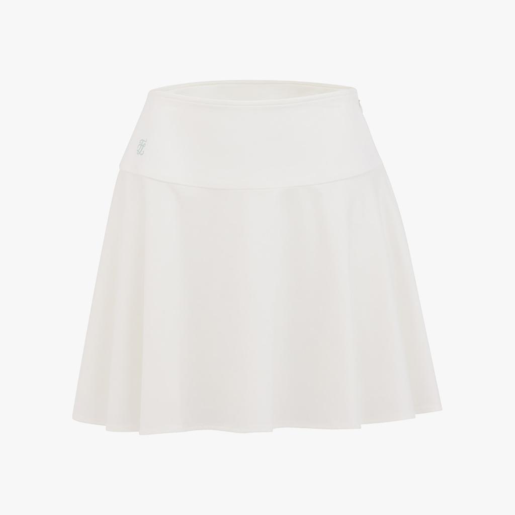 FAIRLIAR GOLF High-Waisted Jersey Flare Skirt (White)