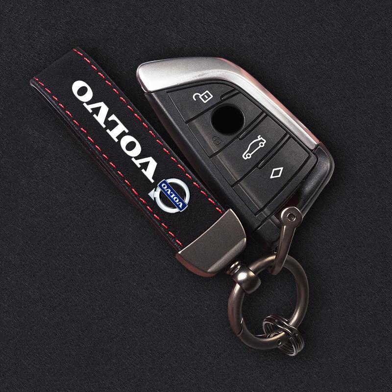 Car Suede Keychain Zinc Alloy Key Ring Accessories For Volvo XC90 V90 V60 XC60 V40 S80 S60 S90 C40 XC40 V70 XC70 C30 C70 EX90 Rd