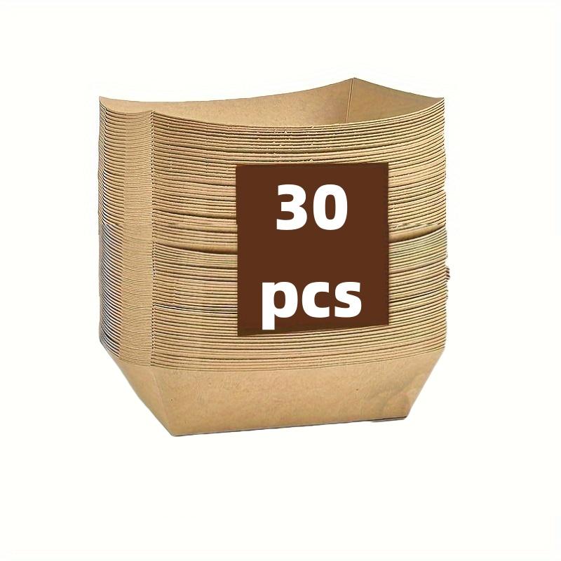 100pcs Kraft Paper Food Tray Heavy-duty Food Boat Trays Disposable Service Basket For Snacks Fries Tacos BBQ Party Tableware Set