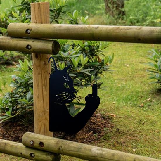 Peeking Animal Metal Sign Flipping Off Cat Crocodile Silhouette Decoration