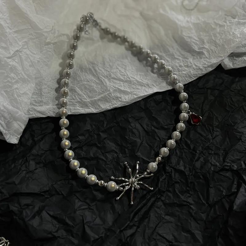 Ретро готический крест с вишней, летняя подвеска, ювелирное ожерелье, серебряное ожерелье в стиле панк, модные очаровательные массивные ювелирные изделия Y2k