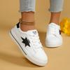 Fashion Fashion Spliced Star Decoration Non Slip Skateboard Shoes Women 2025 Autumn Soft Flat Heel Lace Up Sneakers Casual White Shoes