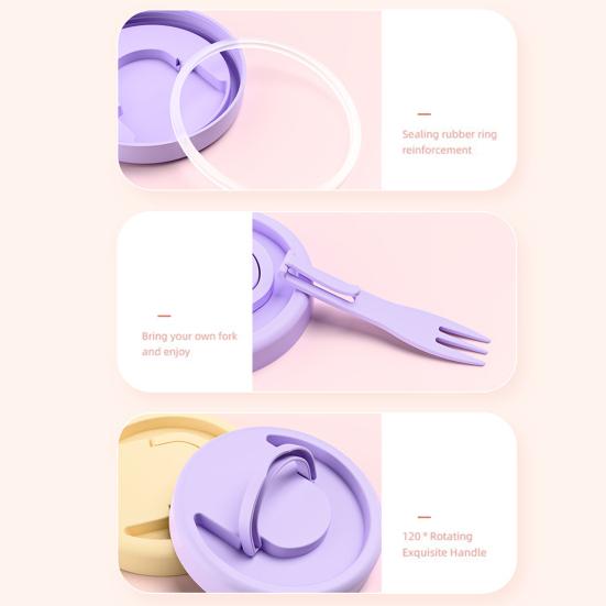 Двухслойный салатник, переносной контейнер для фруктов с вилкой, герметичная герметичная коробка для еды для пикника на открытом воздухе и путешествий