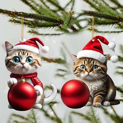 Рождественский домашний любимец, кошка, самолет, акрил для сумки, автомобиля, рождественские елочные украшения, праздничные принадлежности для фестиваля