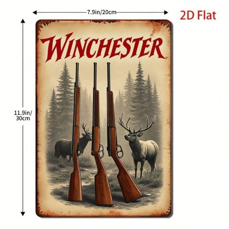 Винтажная металлическая вывеска Winchester Rifles, Настенное искусство 'Охота на оленя' для гаража