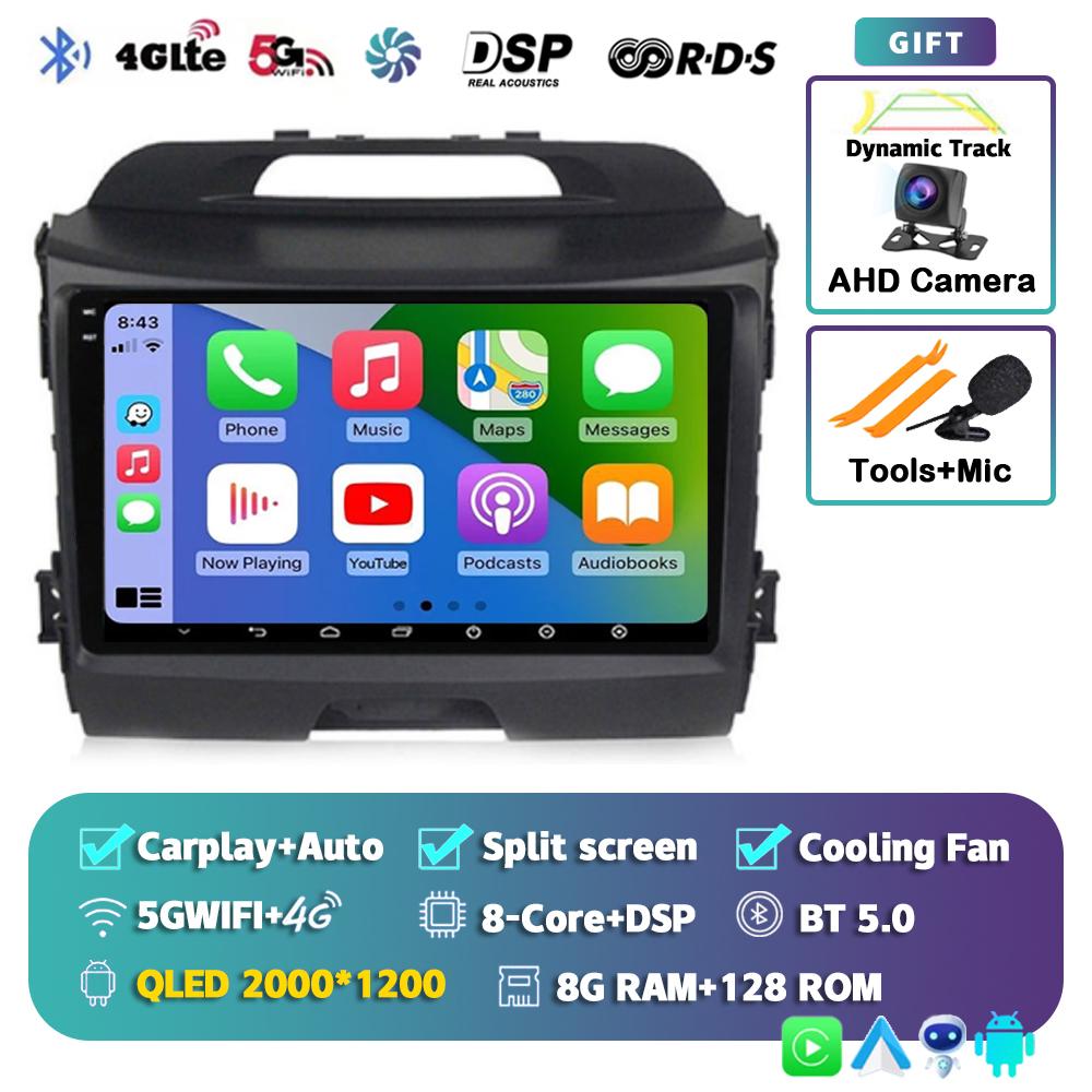 Беспроводной CarPlay Автомагнитола Android 14 Для KIA Sportage 3 2010-2015 2016 4G+WIFI Мультимедийный Видеоплеер GPS 2din Автомагнитола