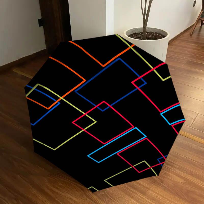 1pc Geometric Lines Pattern Umbrella with Plastic Handle,Suitable for All Seasons Home Travel Outdoor UmbrellaDD045