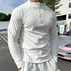 Men Long Sleeve T-Shirt Winter Autumn Solid Color Sweatshirt Half High Zip Neck Pullover Casual Male Tops for Sports Daily Wear