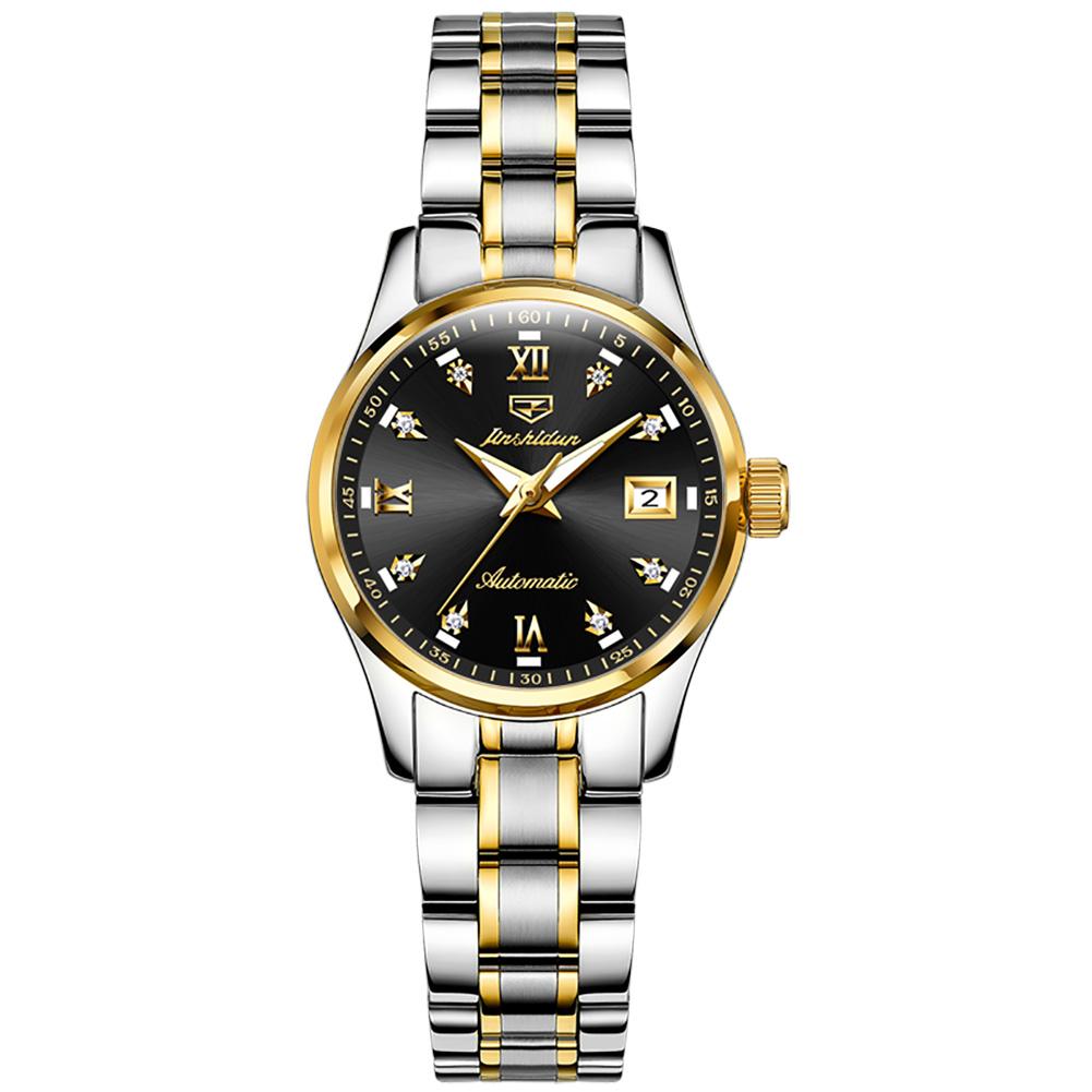 JINSHIDUN Brand Watch Heart Steel Automatic Mechanical Single Calendar Luminous Waterproof Women's Watch Women's Watch