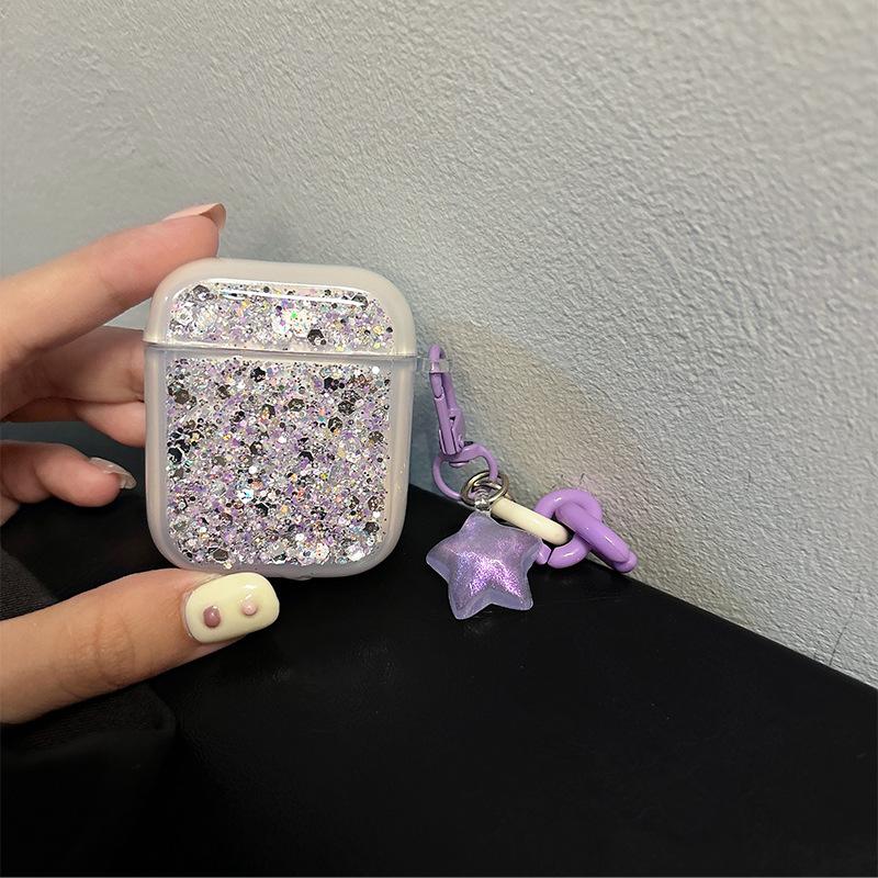 Блестящий чехол для наушников Airpodspro 2-го поколения Защитный чехол Apple Airpods3/4 Звездный кулон Женская модель