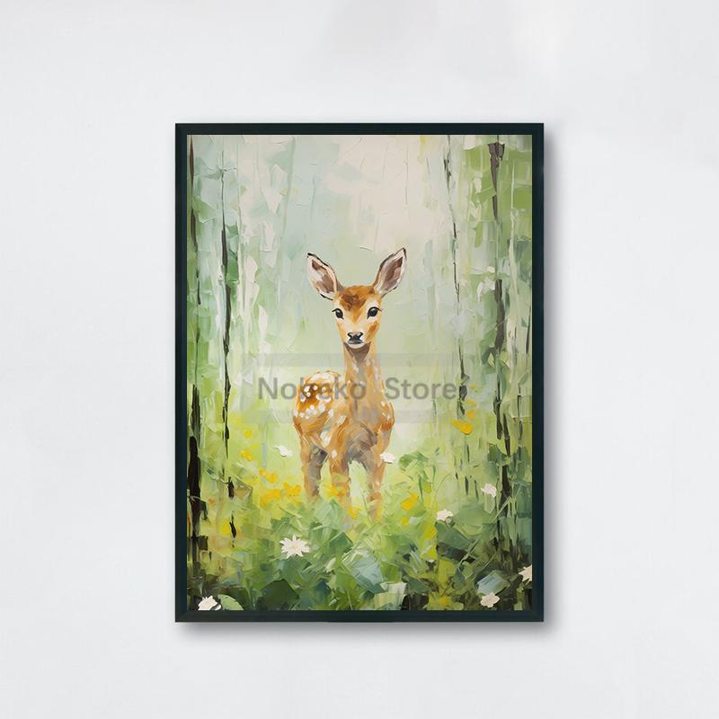 Милые детские плакаты с животными Милые принты с дикой природой Картина маслом на холсте Лесные настенные художественные картины Украшения для детской комнаты