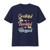 Женская футболка Grateful Thankful Blessed Крутая на День Благодарения Черная 2XL Винтажная Стирка Уличный стиль Удобная homme