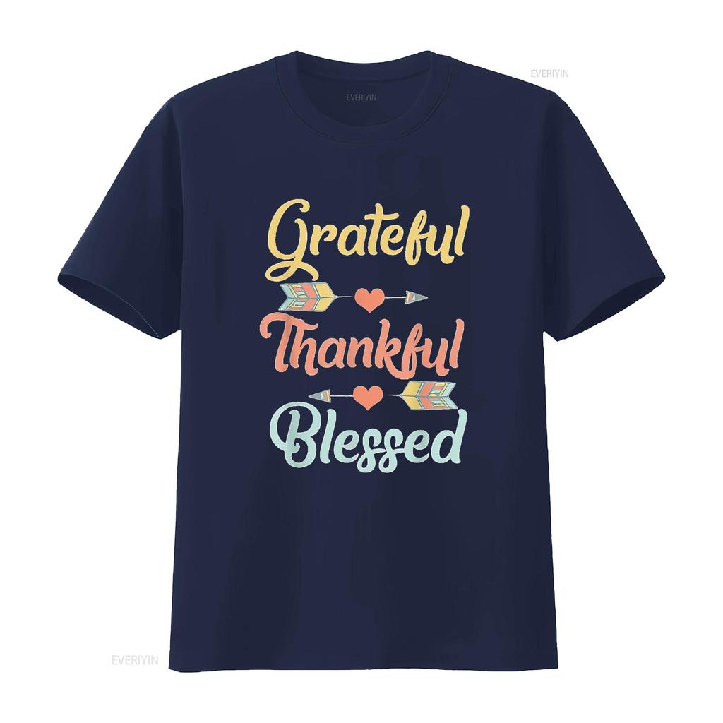 Женская футболка Grateful Thankful Blessed Крутая на День Благодарения Черная 2XL Винтажная Стирка Уличный стиль Удобная homme