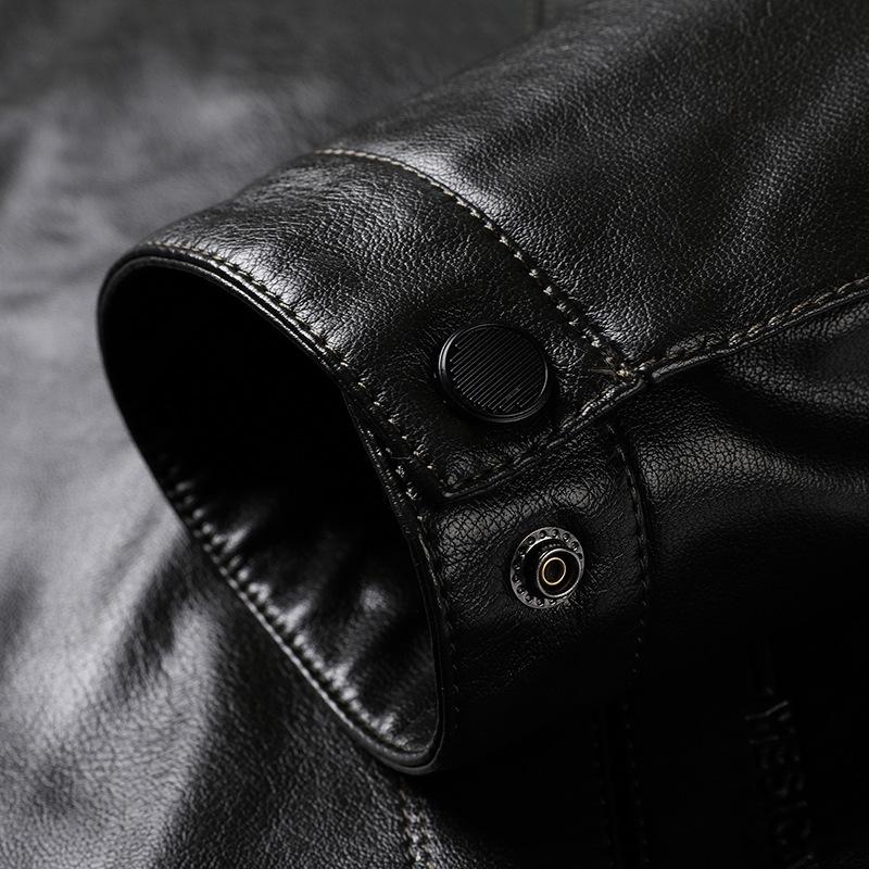 Кожаная куртка мужская осенне-зимняя новая мужская одежда с воротником-лацканом мягкая кожаная куртка для мужчин среднего возраста свободная и повседневная