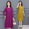 Commute Gauze Jacquard Weave Open Stitch Spring Summer Casual Long Sleeve Women's Clothing Stylish Spliced Straight Midi Blouse
