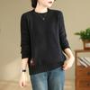 Cotton Knit Sweater Loose Spring Autumn Casual Round Neck Sweaters Pullovers & Long Sleeves (women’s)