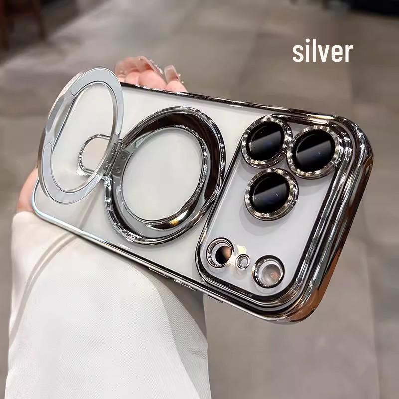 Магнитная подставка-кольцо для iPhone 17/16 Pro Max Гальванизированный мягкий чехол