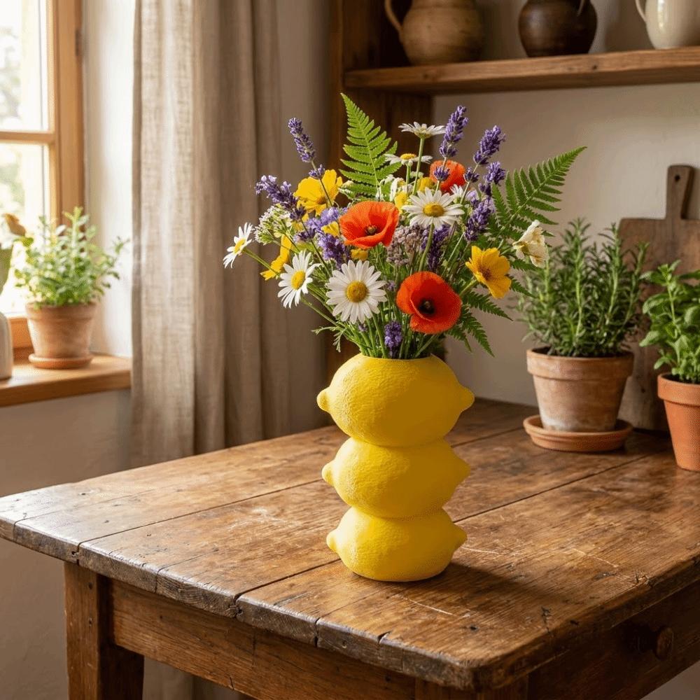 Simple Lemon Vase 3D Printing Flower Arrangement Container Creative Storage Container  Desktop