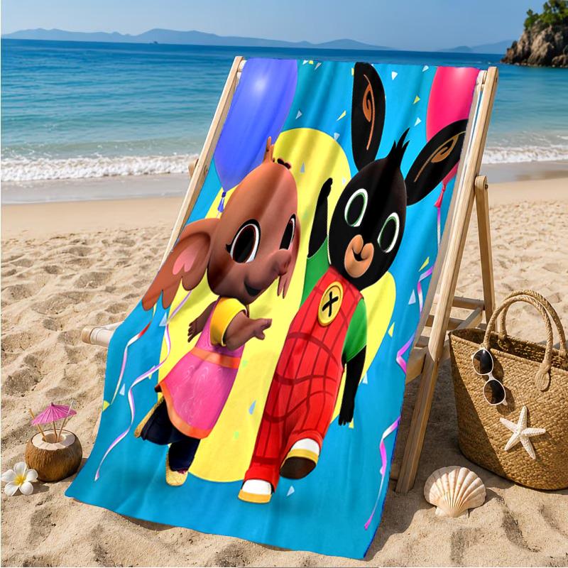 Rainbow Bing Friends Singing Beach Towel Microfiber Beach Towel, Lightweight and Quick-Dry, for Summer Travel, Swimming Pool Fan Birthday Gift