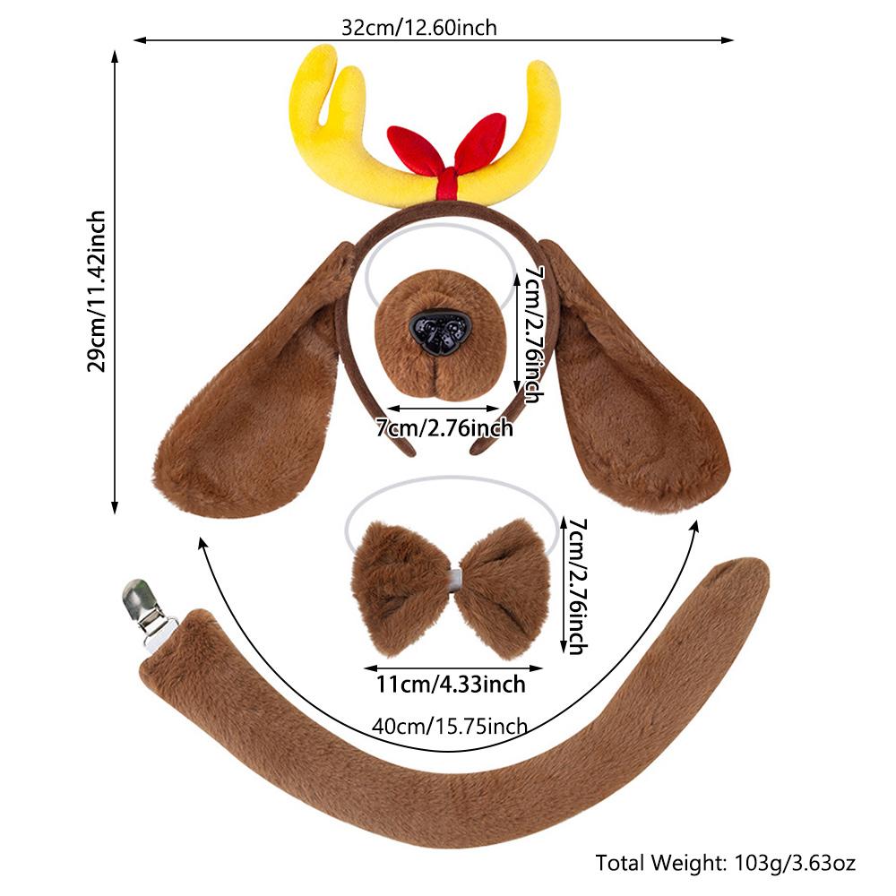 Halloween Animal Ears and Tail Set Holiday Masquerade Pig Costume Props for Kids and Adults