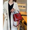Real Oil Wax Leather Women's Bucket Bag Casual and Simple Handbag Large Capacity Ladies Cowhide Fashionable Crossbody Tote Bag