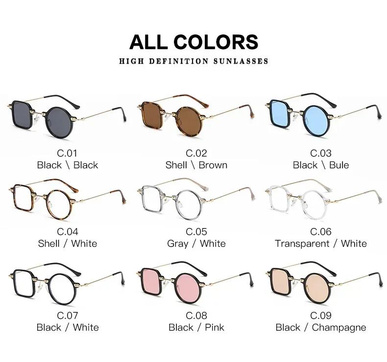 Квадратные круглые солнцезащитные очки Ретро Uv400 Прозрачные Мужские Панк Солнцезащитные очки Океанические линзы Тени Для женщин Мужчин Eil Homme