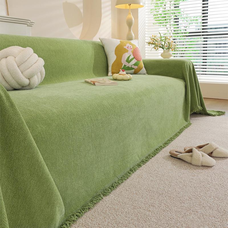Современный минималистичный чехол на диван из шенилла в елочку, всесезонное нескользящее одеяло