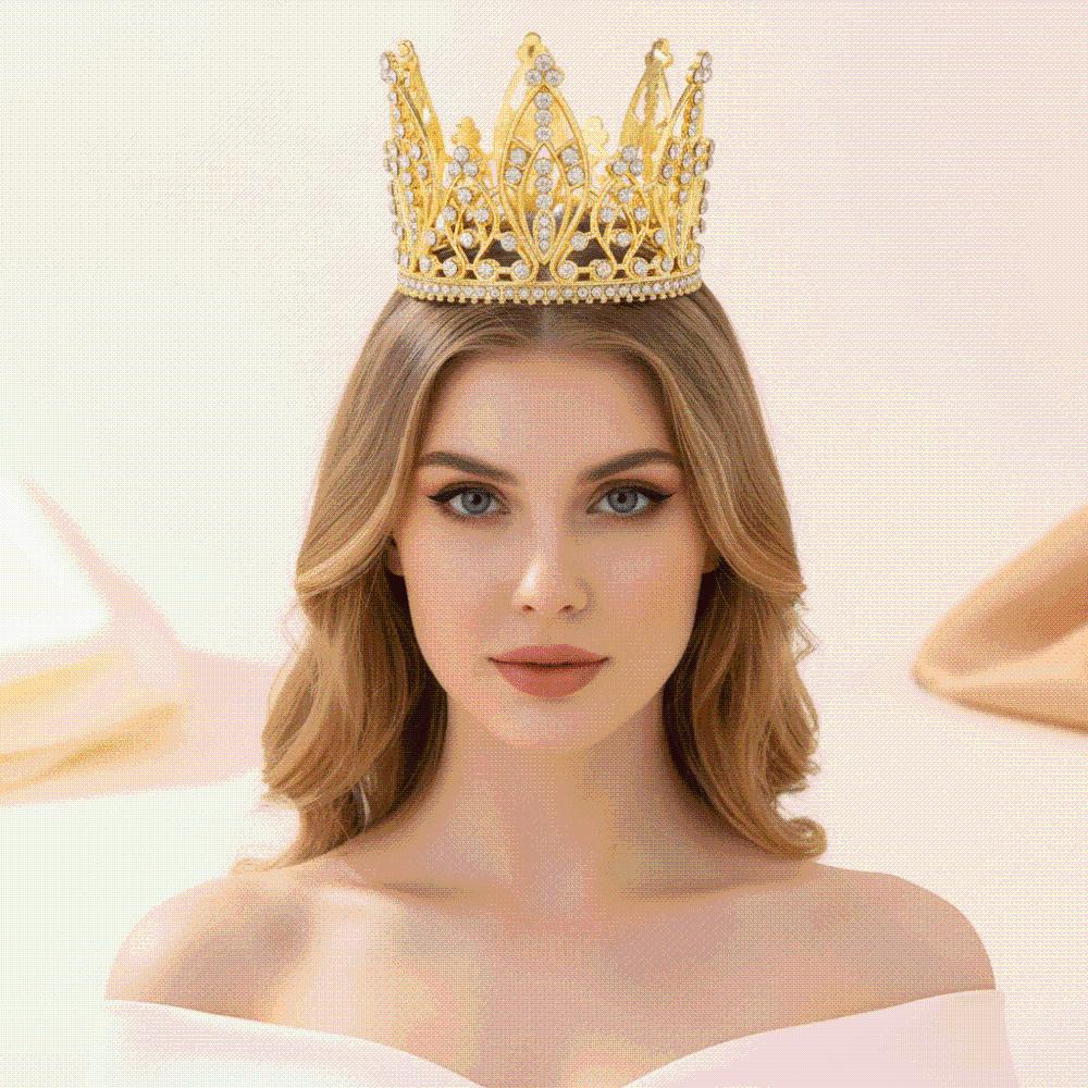 Shiny Queen Tiara Crown Vintage Princess Rhinestone Tiara  Birthday Head Jewelry