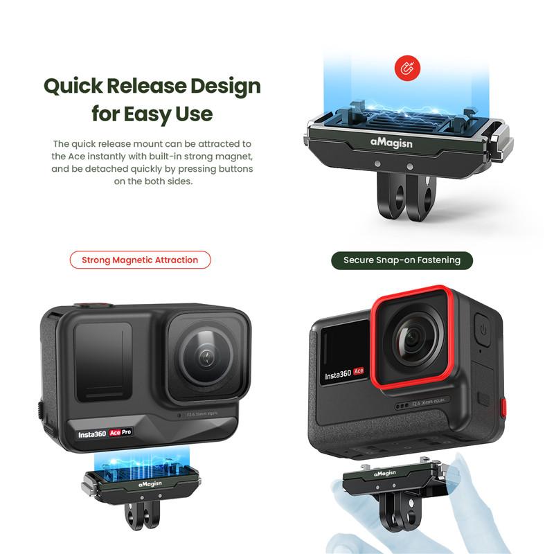 Для Insta360 Ace Pro быстросъемное крепление Snap-On Magnetic 2 Prong Mount и крепление с резьбой 1/4 для Insta360 Ace Pro / Insta360 Ace