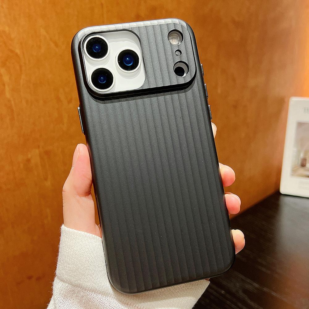 Матовая титаново-серая чехол-накладка с гофрированным рисунком для iPhone 17 16 15 14 13 12 Pro Max Air Plus, полностью противоударная, жесткая задняя крышка
