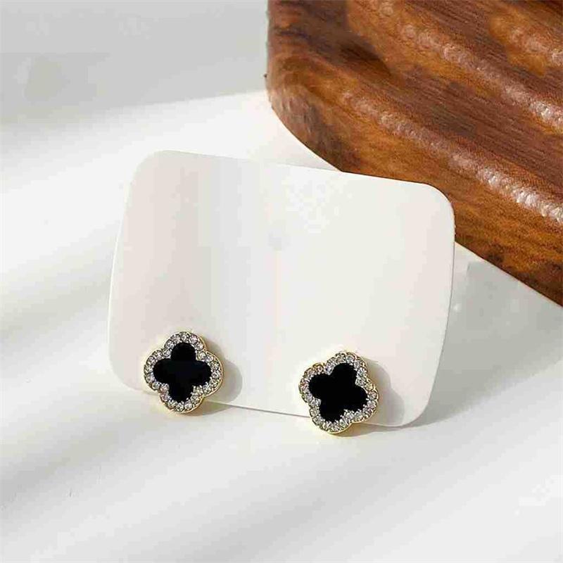 Простые серьги-пусеты в виде клевера со стразами для женщин, модные серьги для девушек, не вызывают аллергии, серьги-клевер-четырехлистник, ювелирные изделия AVE