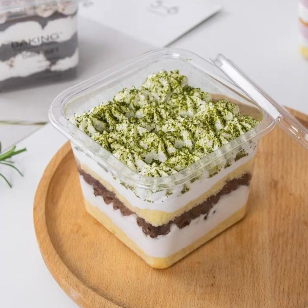 50 шт. Одноразовые коробки для муссовых десертов с крышкой, контейнеры для тортов, прозрачные пластиковые стаканчики, мороженое