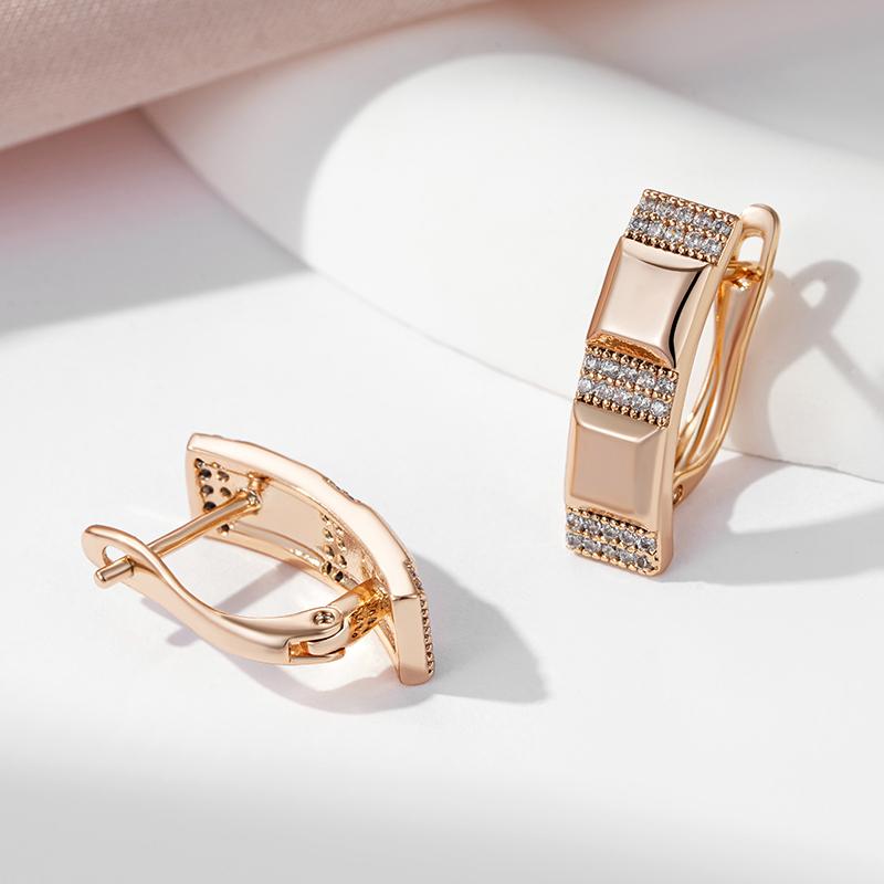 Квадратные серьги Kinel цвета розового золота для женщин, модные ювелирные изделия с цирконом, повседневная одежда