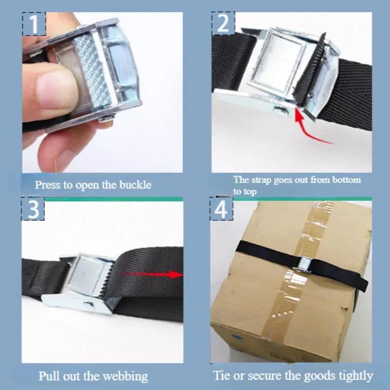 New 6M*25mm Black Tie Down Strap Strong Ratchet Belt Luggage Bag Cargo Lashing With Metal Buckle Dropshipping