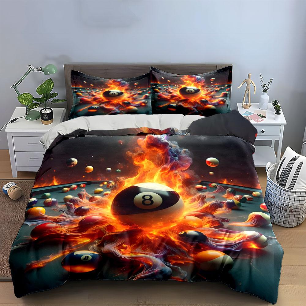 Flaming billiard balls pattern. Bedding sets Duvet cover sets Duvet covers Pillowcases(1 * Duvet Cover 2 * Pillowcases without duvet insert)