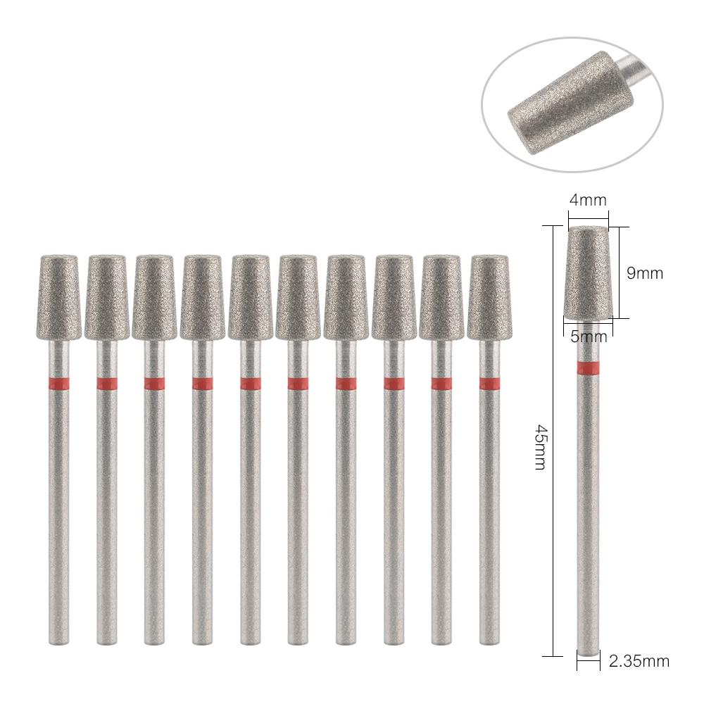 10 шт., сверла для ногтей, алмазные борфрезы, шлифовальные насадки, аксессуары для гель-лака для ногтей, инструмент для дизайна ногтей, хвостовик, резьба, полировка