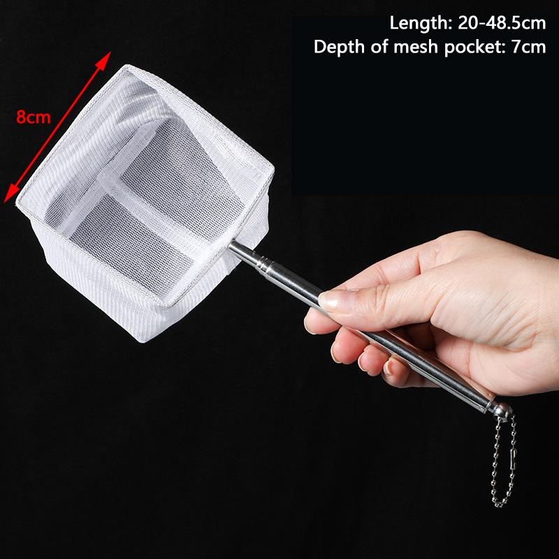 Сачок для аквариумных рыбок из нержавеющей стали, выдвижной, маленький, для ловли креветок, аксессуары для рыб, инструмент для чистки аквариума