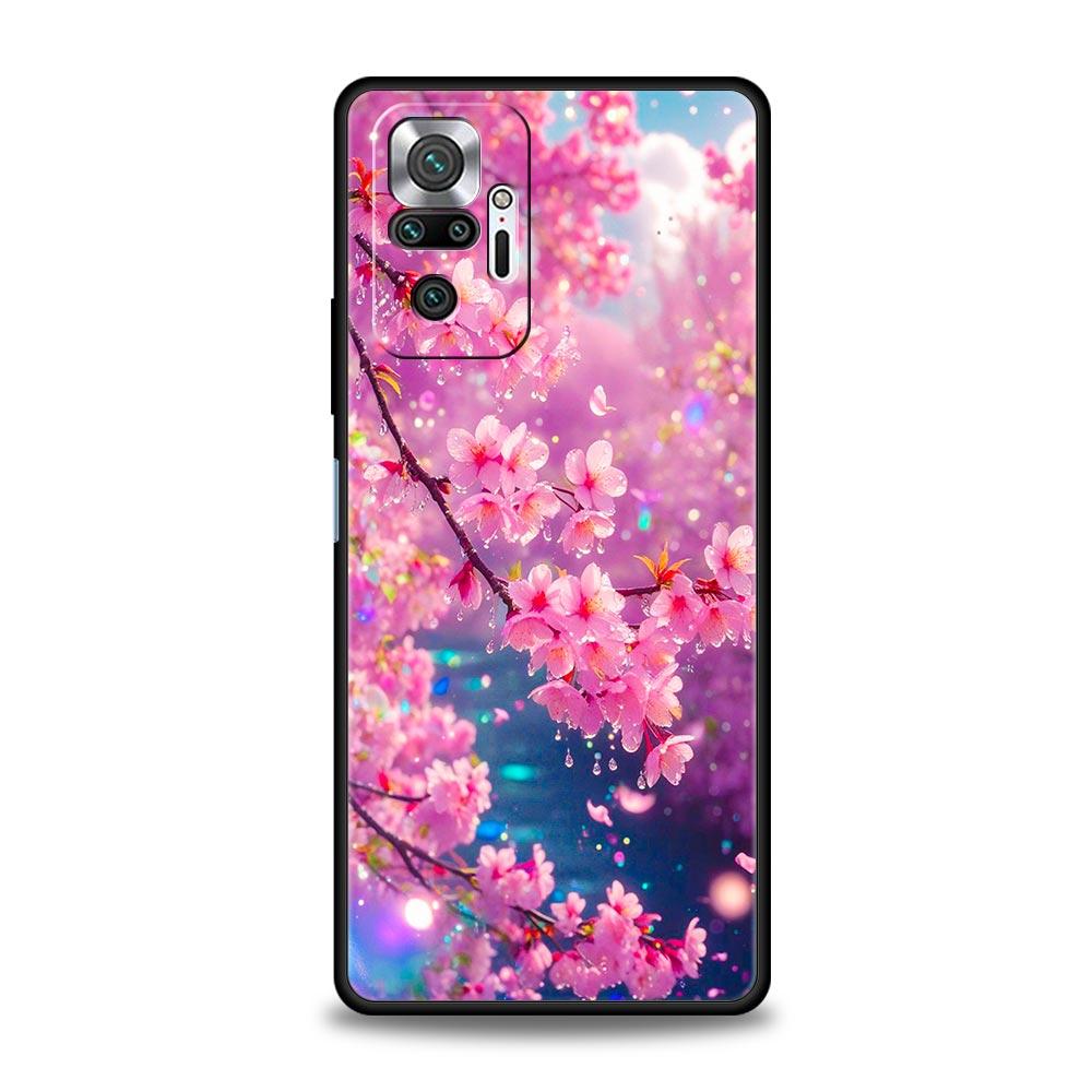 Корейский чехол с цветами для Redmi 14C 10C Note 15 14 13 12 10 11 K40 Pro Plus 5G, противоударный, мягкий ТПУ, чехол-бампер