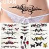1PC Black Tulip Tattoos Stickers Women Arm Art Bracelet Tattoo Temporary Butterfly Rose Chains Chest