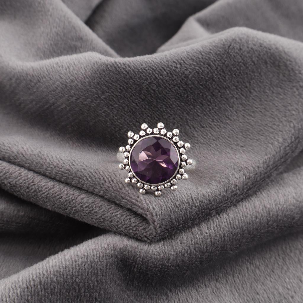 Украшения из африканского аметиста, кольцо из стерлингового серебра 925 пробы, кольцо из серебра ручной работы, изящное серебряное кольцо, подарок для католиков