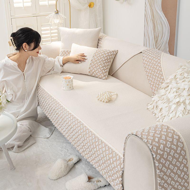 Легкий роскошный стиль, бытовой пылезащитный коврик для дивана, минималистичный современный всесезонный универсальный противоскользящий чехол для сиденья, высококачественный кожаный чехол для дивана, ткань