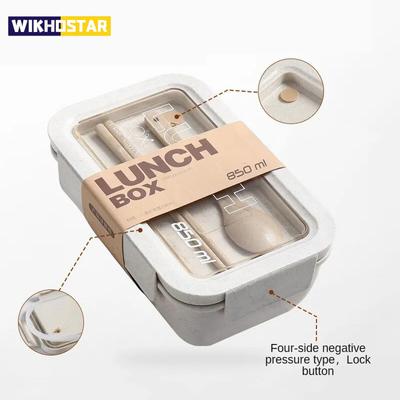 850 мл/1100 мл портативный ланч-бокс с ложкой и вилкой, микроволновая печь, ланч-бокс, пшеничная посуда, бенто, ланч-бокс для студентов, большая вместимость