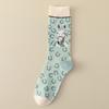 Socks: Cartoon Horse Design In Contrasting Colours Retro-inspired, Versatile And Fun Breathable Mid-calf Length For Women
