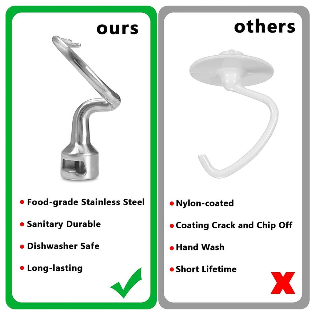 Mixer Dough Hook Stainless Steel Dough Hook Stand Mixer Accessories Dough Hook Replacement Stainless Steel Material