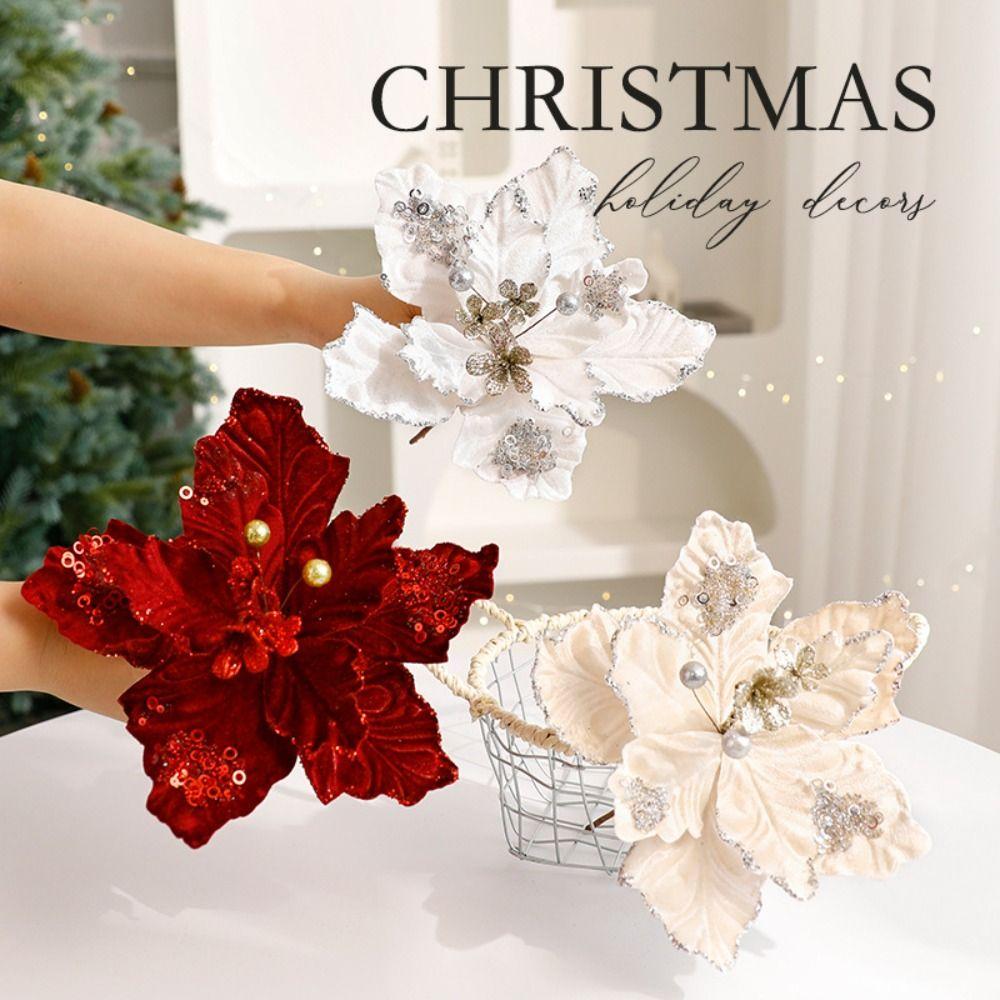 Handmade Simulated Christmas Flower Multi-color Xmas Tree Ornaments New Year Gift