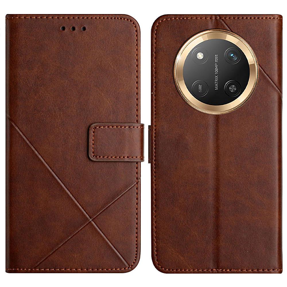 Leather Case For Honor X60 Pro 5G/X9c 5G/Magic7 Lite 5G Line Pattern Wallet Phone Cover with Wrist Strap