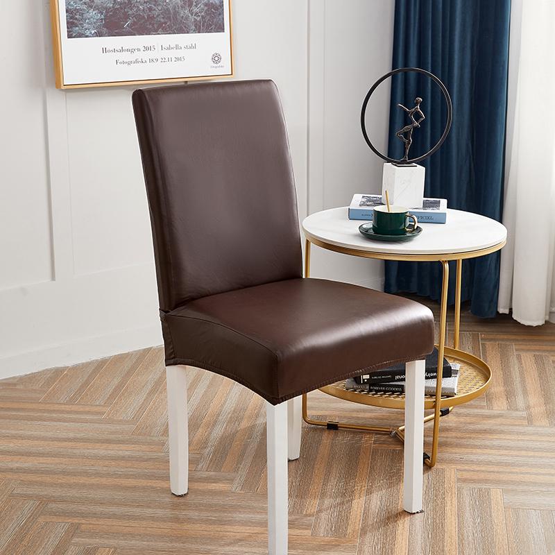 Solid Color PU Leather Chair Cover Restaurant Office Backrest Chair Cover Waterproof Cat-scratch Home Decoration Seat Cover