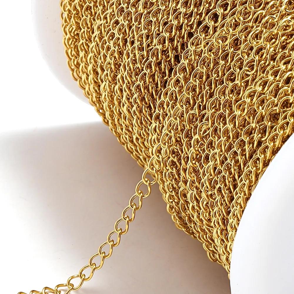 2meters Stainless Steel Extension Chain Gold Color Necklace Bracelet Supplies Chain Wholesale Accessories for Jewelry Making DIY